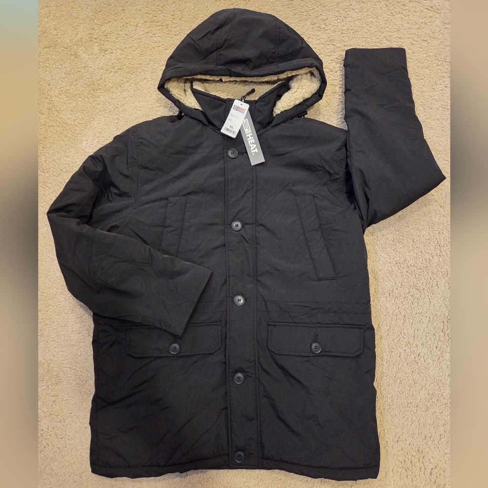 32 Degrees Commuter Tech Sherpa-Lined Parka Men's  Size XL Black